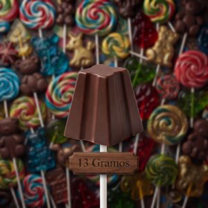 Moldes para Chocolate de Policarbonato Paleta Pirámide 13g Cavidades: 28 Material: Policarbonato Grado Alimenticio Peso: 13 g Ancho: 24 mm Alto: 29 mm