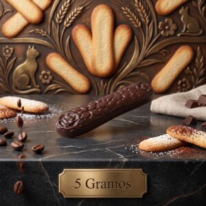 Moldes para Chocolate de Policarbonato Lengua de Gato 5g Cavidades: 24 Material: Policarbonato Grado Alimenticio Peso: 5 g Ancho: 14 mm Largo: 56 mm Alto: 5 mm