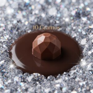 Moldes para Chocolate de Policarbonato Media Esfera Diamante 10g Cavidades: 21 Material: Policarbonato Grado Alimenticio Peso: 10 g Diámetro: 30 mm Alto: 15 mm
