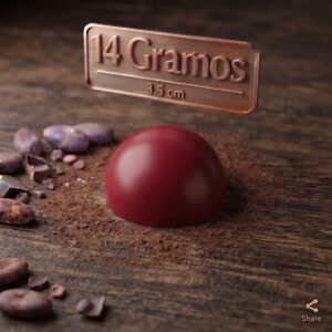 Moldes para Chocolate de Policarbonato Media Esfera 14g Cavidades: 24 Material: Policarbonato Grado Alimenticio Peso: 14 g Diámetro: 35 mm