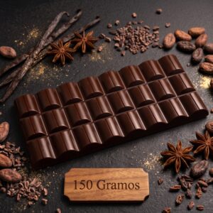 Moldes para Chocolate de Policarbonato Barra Exótica 150g Cavidades: 3 Material: Policarbonato Grado Alimenticio Peso: 150 g Ancho: 80 mm Largo: 173 mm Alto: 11 mm